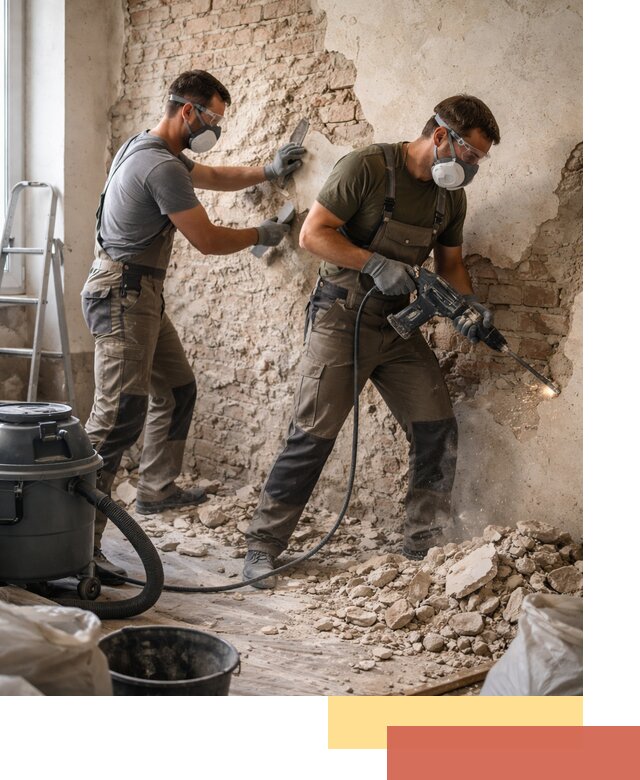 Демонтаж штукатурки со стен в Костомукше быстро и аккуратно