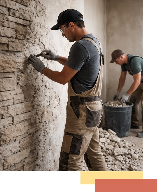 Демонтаж декоративного камня в Костомукше профессионально и безопасно