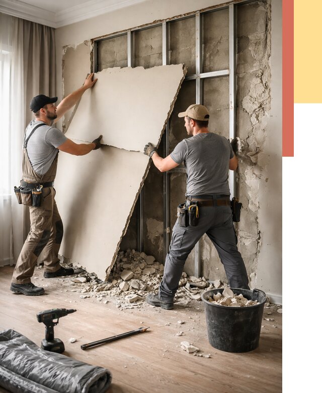 Демонтаж гипсокартона со стен в Костомукше от 357 руб. — услуги демонтажа | ОТДЕЛОЧНИК-Ктм