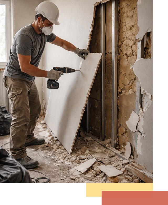 Демонтаж гипсокартона со стен в Костомукше качественно и быстро