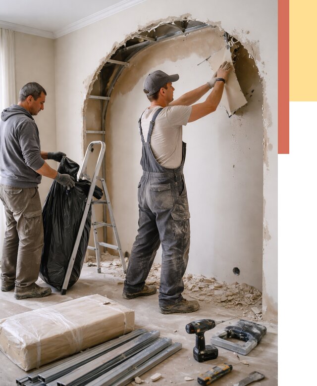 Демонтаж арки из гипсокартона в Костомукше от 3571 руб. — услуги под ключ | ОТДЕЛОЧНИК-Ктм