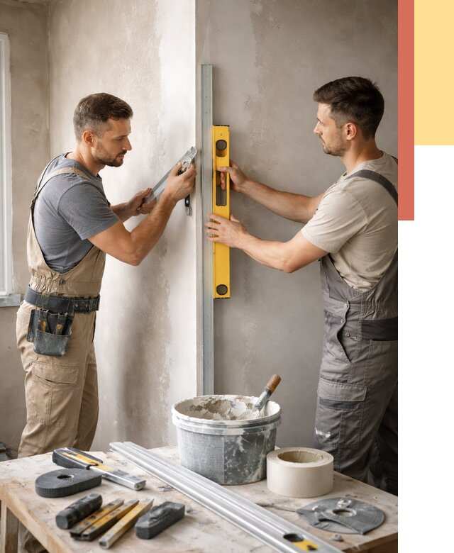 Выведение углов стен в Костомукше от 1887 руб. быстро и недорого | ОТДЕЛОЧНИК-Ктм