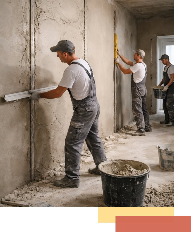 Штукатурка стен по маякам в Костомукше — точная и ровная поверхность