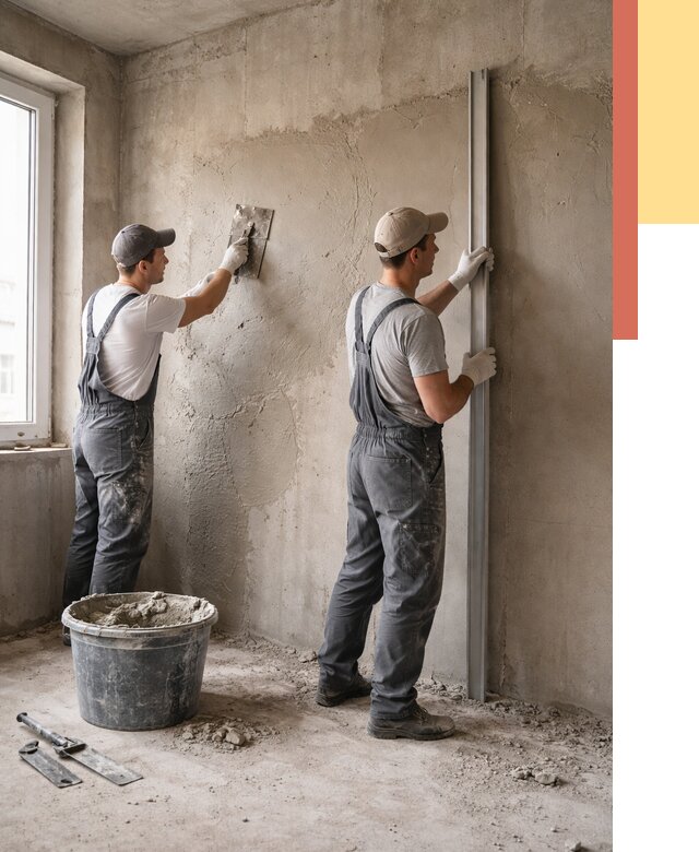 Штукатурка бетонных стен в Костомукше от 4591 руб/м² — качественно и быстро | ОТДЕЛОЧНИК-Ктм