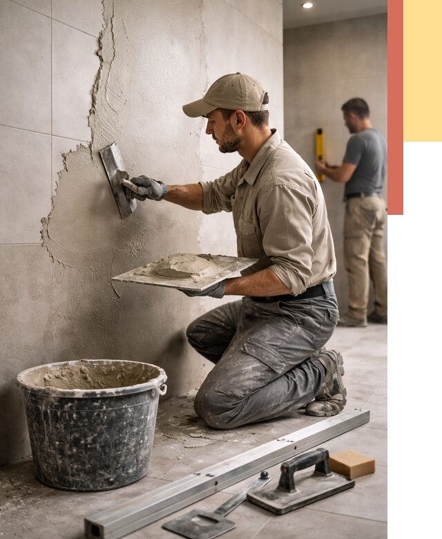 Штукатурка стен в ванной в Костомукше от 4591 руб./м² — выравнивание под ключ | ОТДЕЛОЧНИК-Ктм