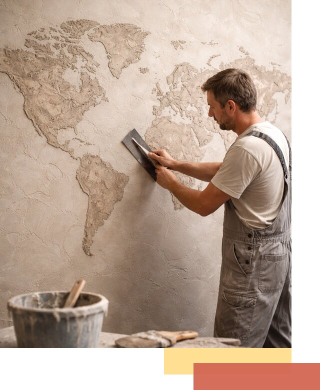 Декоративная штукатурка «Карта мира» под ключ в Костомукше