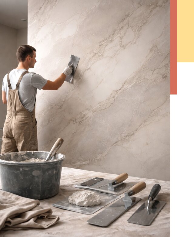 Декоративная штукатурка под мрамор в Костомукше от 2857 руб./м² — быстро и недорого | ОТДЕЛОЧНИК-Ктм