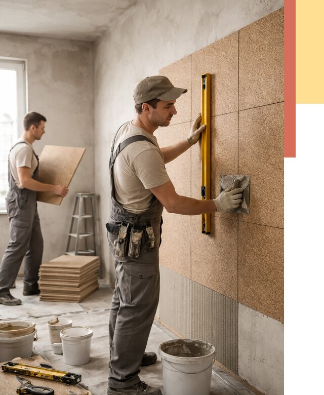 Монтаж пробковых панелей на стены в Костомукше от 3571 руб. — ОТДЕЛОЧНИК-Ктм