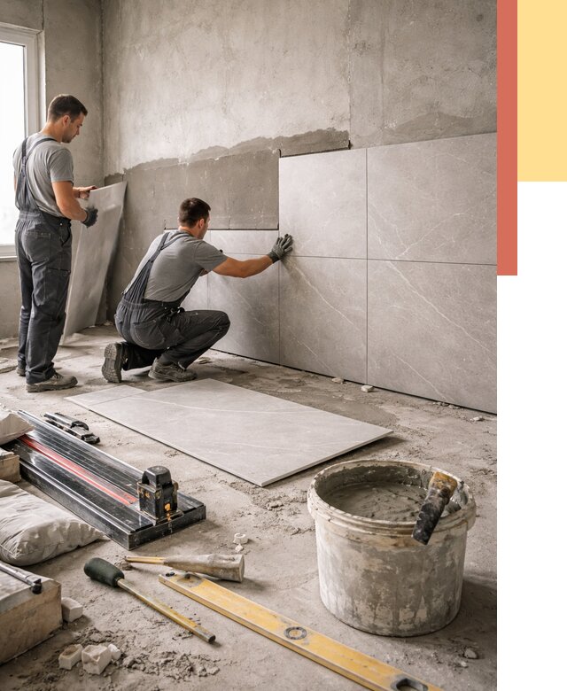 Облицовка стен керамогранитом в Костомукше от 4285 руб./м² — услуги под ключ | ОТДЕЛОЧНИК-Ктм