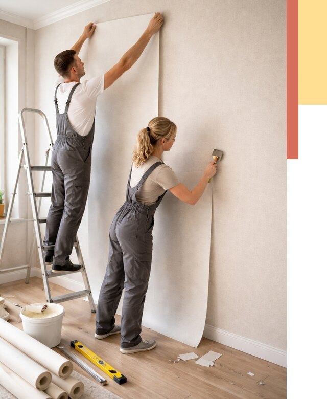 Поклейка флизелиновых обоев в Костомукше от 6121 руб. | Быстро и недорого — ОТДЕЛОЧНИК-Ктм