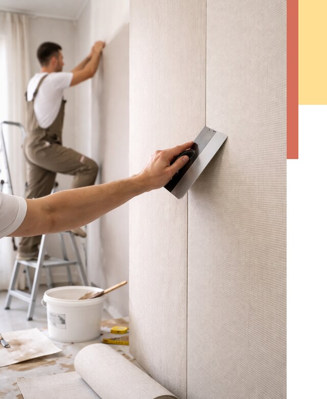 Поклейка текстильных обоев в Костомукше от 4591 руб. под ключ | ОТДЕЛОЧНИК-Ктм