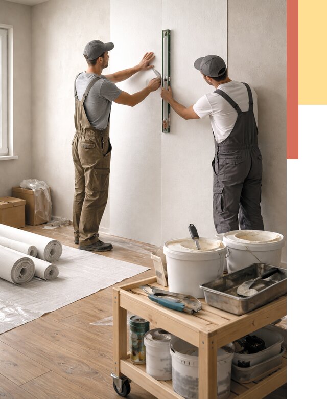 Поклейка стеклообоев в Костомукше от 6631 руб. за м2 — быстро и недорого | ОТДЕЛОЧНИК-Ктм