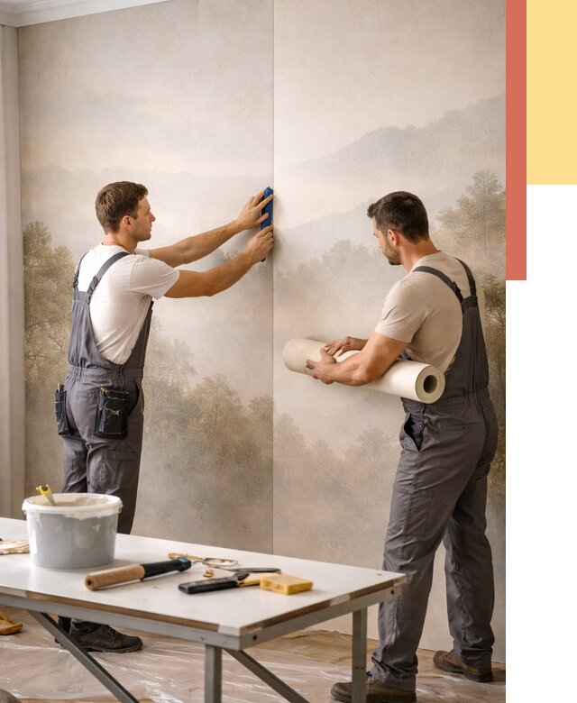 Поклейка фотообоев в Костомукше от 8672 руб/м² — быстро и недорого | ОТДЕЛОЧНИК-Ктм