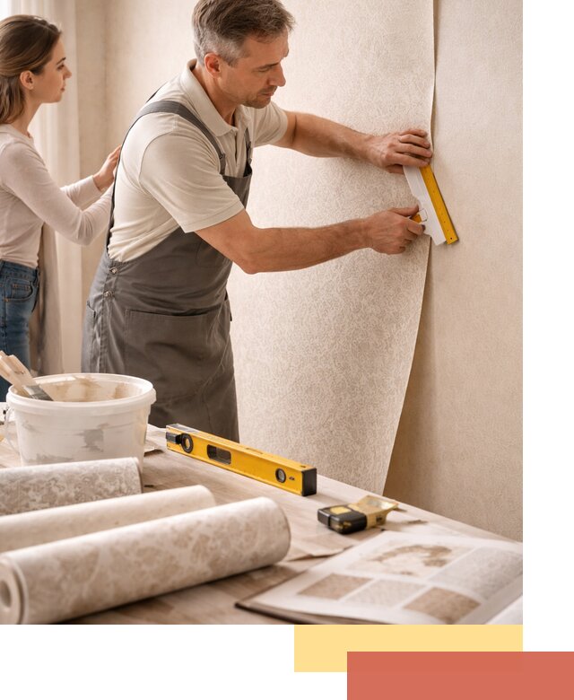 Поклейка обоев с подбором рисунка в Костомукше