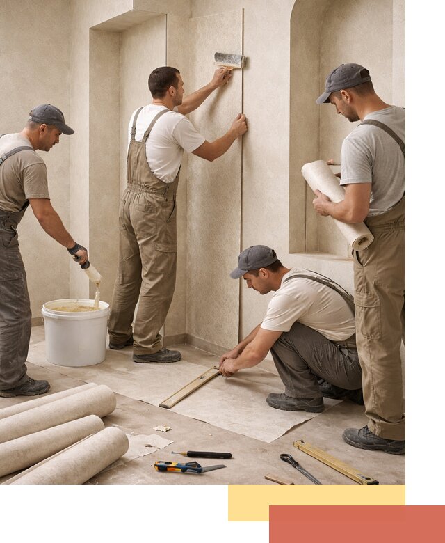 Поклейка обоев на сложные стены и неровные поверхности в Костомукше