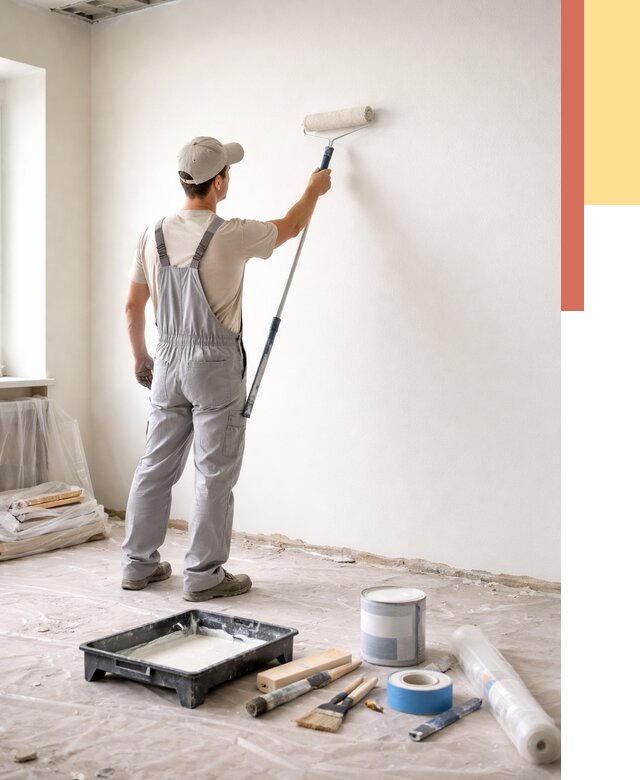 Покраска стен водоэмульсионной краской в Костомукше от 459 руб. за м² | ОТДЕЛОЧНИК-Ктм