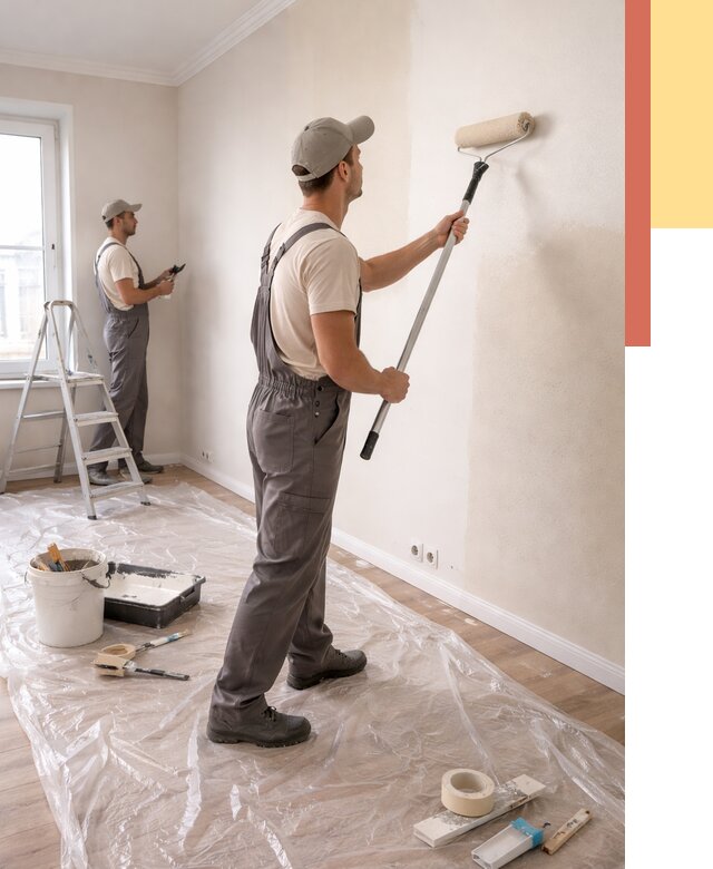 Покраска стен акриловой краской в Костомукше от 3571 руб./м² — быстро и недорого | ОТДЕЛОЧНИК-Ктм