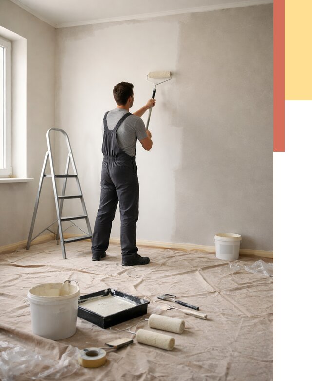 Покраска стен моющейся краской в Костомукше от 357 руб./м² — быстро и недорого | ОТДЕЛОЧНИК-Ктм