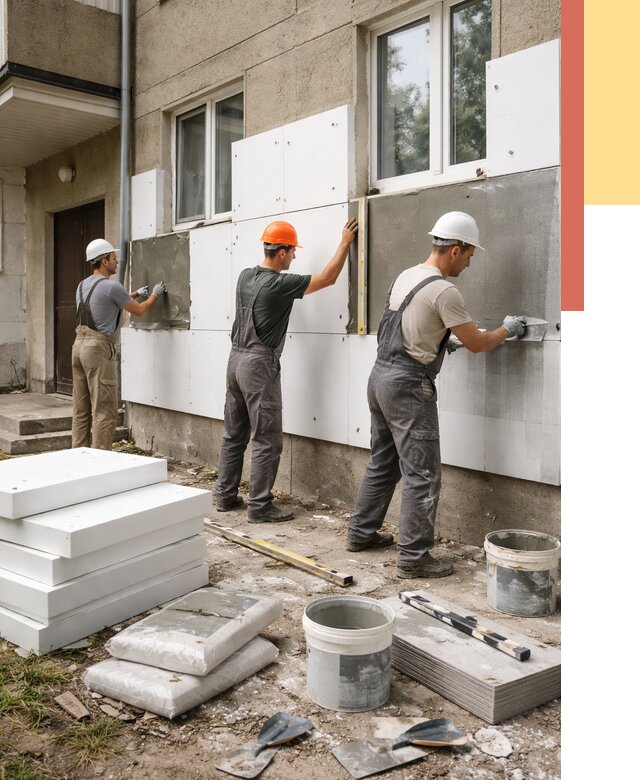 Утепление стен пенопластом в Костомукше от 1785 руб. — недорого и под ключ | ОТДЕЛОЧНИК-Ктм