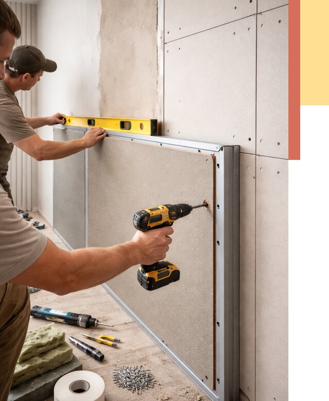 Шумоизоляция стен панелями ЗИПС в Костомукше от 2244 руб./м² под ключ | ОТДЕЛОЧНИК-Ктм