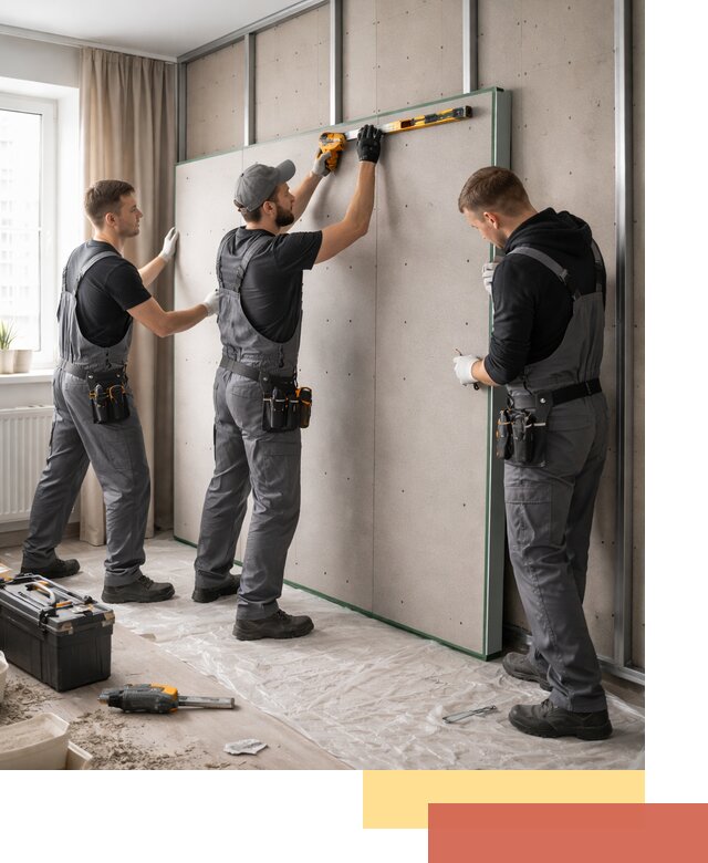 Шумоизоляция стен панелями ЗИПС в Костомукше для жилых и коммерческих помещений