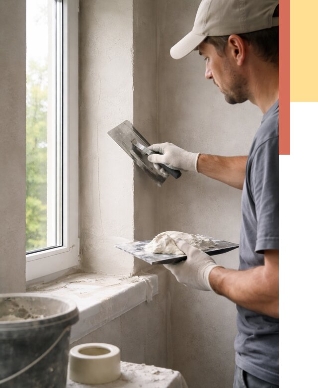 Штукатурка откосов в Костомукше от 4591 руб/м² — услуги и выравнивание под ключ | ОТДЕЛОЧНИК-Ктм