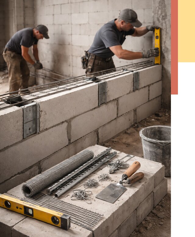 Армирование кладки перегородок в Костомукше от 765 руб. под ключ | ОТДЕЛОЧНИК-Ктм