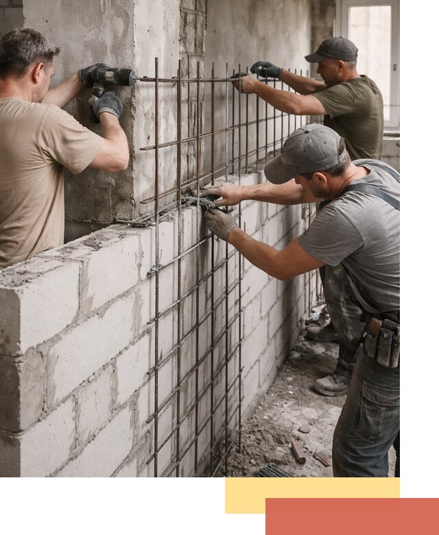 Армирование кладки перегородок в Костомукше профессионально и надёжно