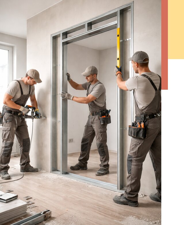 Устройство дверного проема в перегородке в Костомукше от 4591 руб. под ключ | ОТДЕЛОЧНИК-Ктм