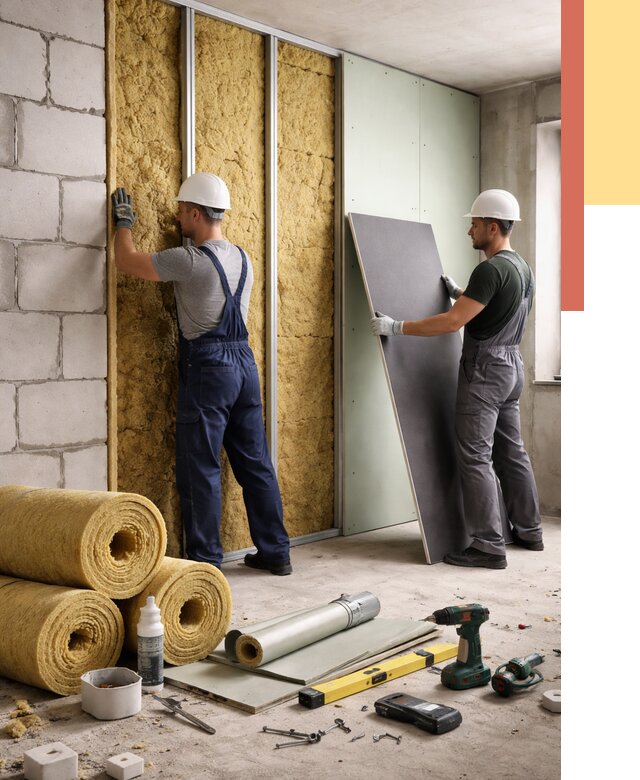 Шумоизоляция перегородок из блоков в Костомукше от 1887 руб./м² — быстро и недорого | ОТДЕЛОЧНИК-Ктм