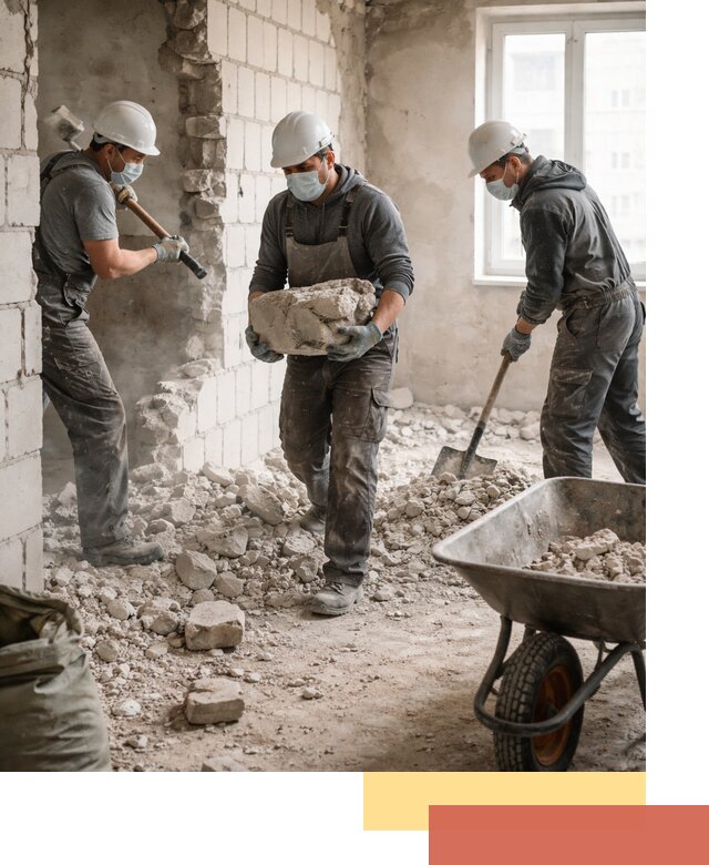 Демонтаж блочных перегородок в Костомукше быстро и аккуратно