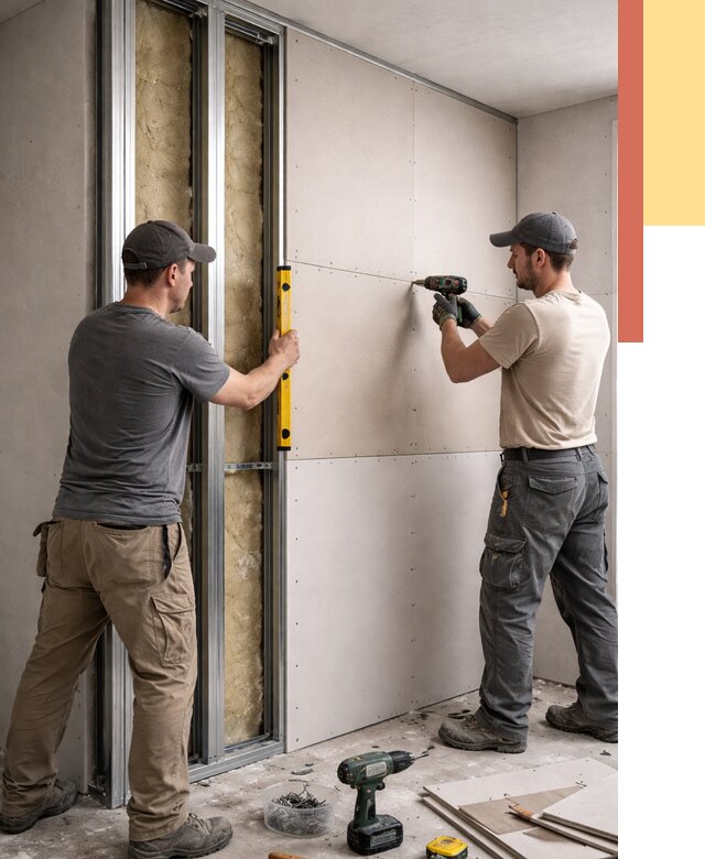 Монтаж двухслойной перегородки из гипсокартона в Костомукше от 1479 руб. | ОТДЕЛОЧНИК-Ктм