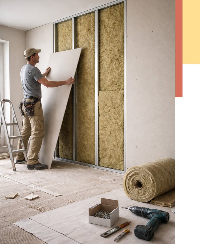 Перегородка из гипсокартона с шумоизоляцией в Костомукше от 3183 руб. | ОТДЕЛОЧНИК-Ктм