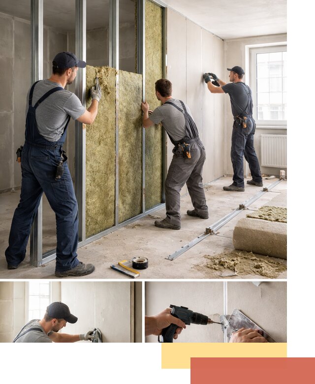 Перегородка из гипсокартона с шумоизоляцией в Костомукше — монтаж под ключ