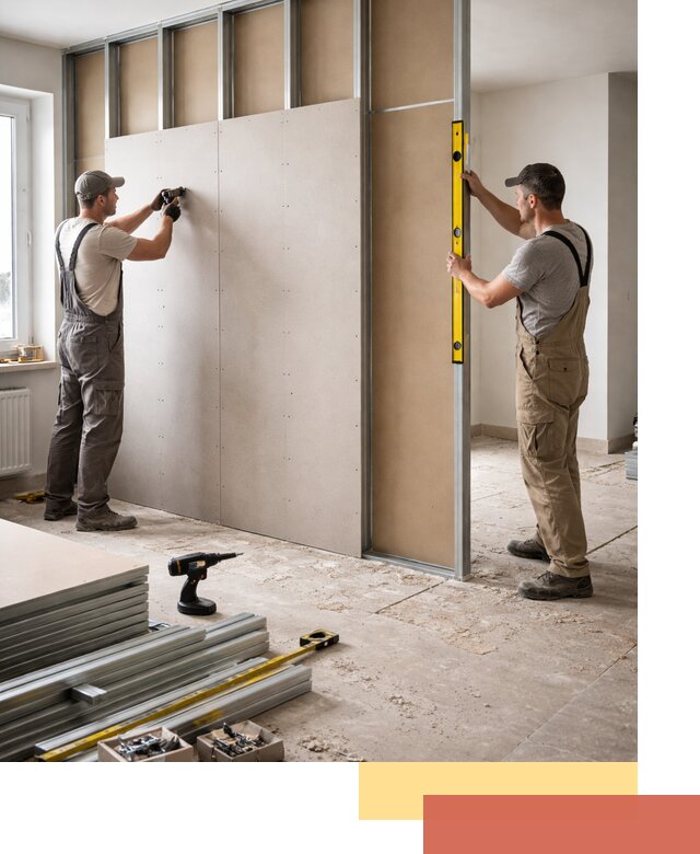 Зонирующая перегородка из гипсокартона под ключ в Костомукше