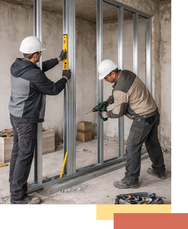 Монтаж каркаса перегородки из профиля в Костомукше