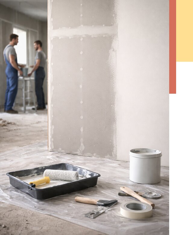 Покраска перегородок из гипсокартона в Костомукше от 4591 руб. под ключ | ОТДЕЛОЧНИК-Ктм