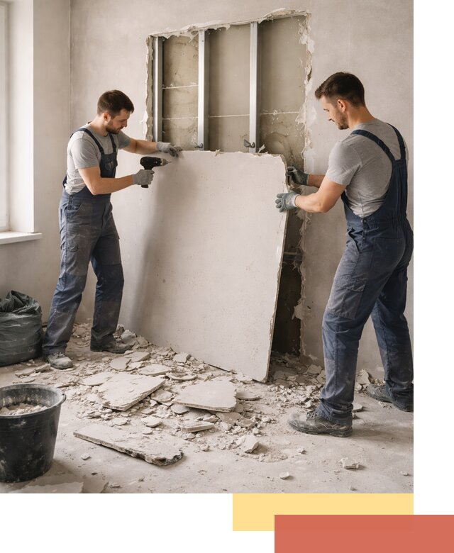 Демонтаж перегородки из гипсокартона в Костомукше быстрый и аккуратный