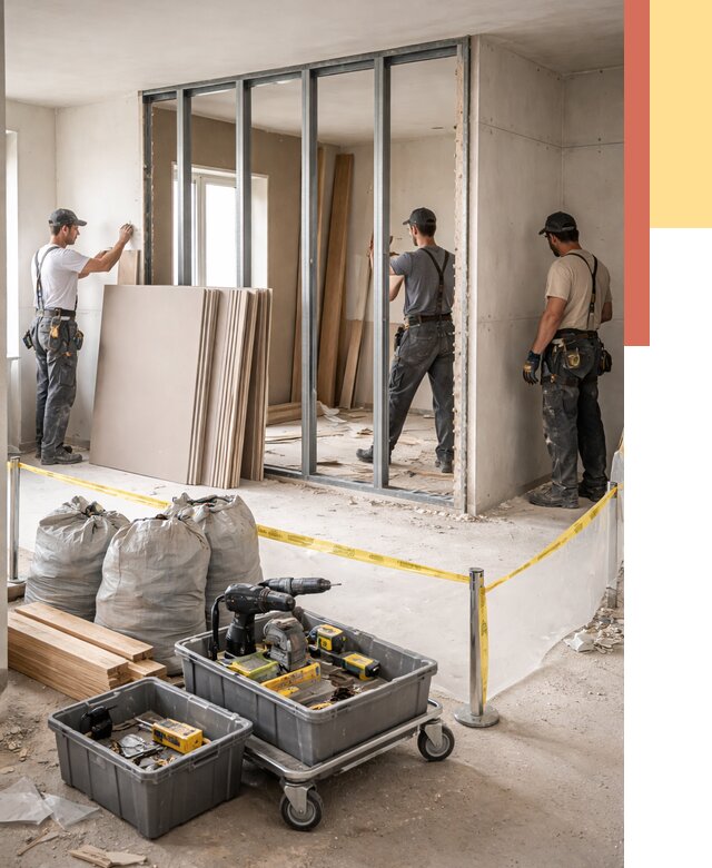 Перенос гипсокартонной перегородки в Костомукше под ключ от 4591 руб. | Демонтаж и монтаж – ОТДЕЛОЧНИК-Ктм