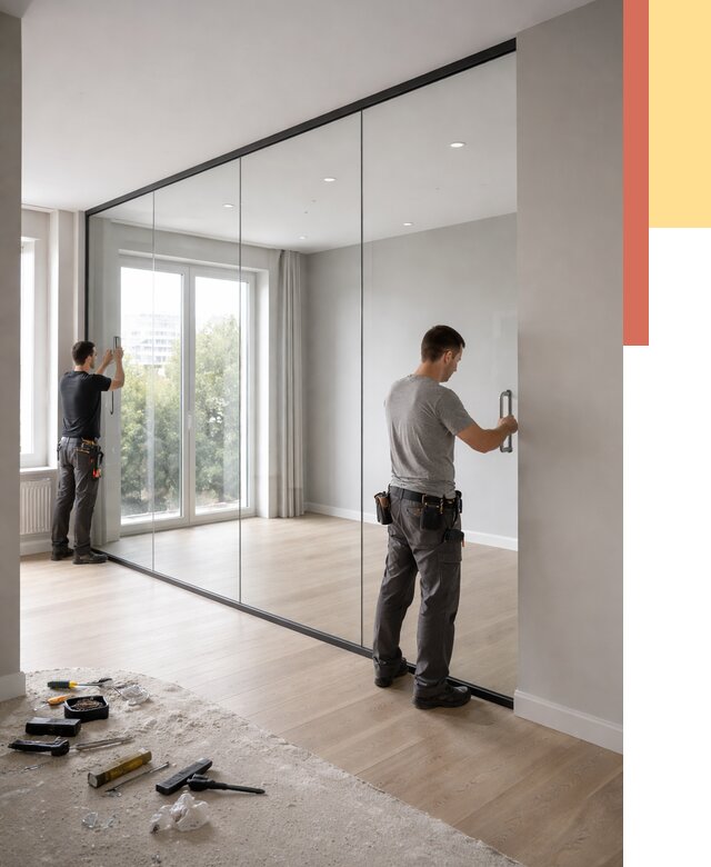 Изготовление стеклянных перегородок в Костомукше от 12599 руб. под ключ | ОТДЕЛОЧНИК-Ктм