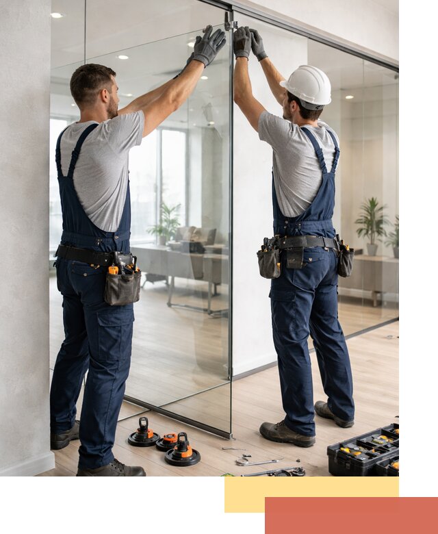 Безрамные стеклянные перегородки под ключ в Костомукше