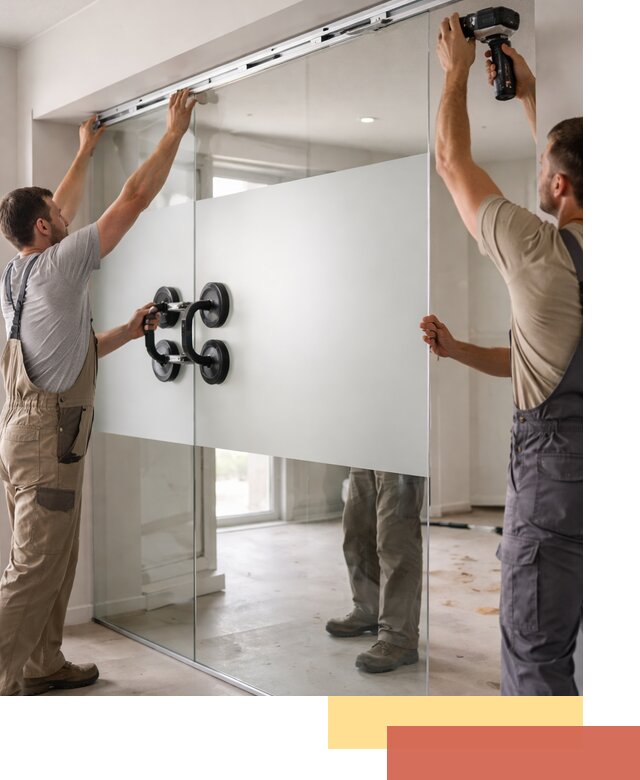 Матовые стеклянные перегородки под ключ в Костомукше