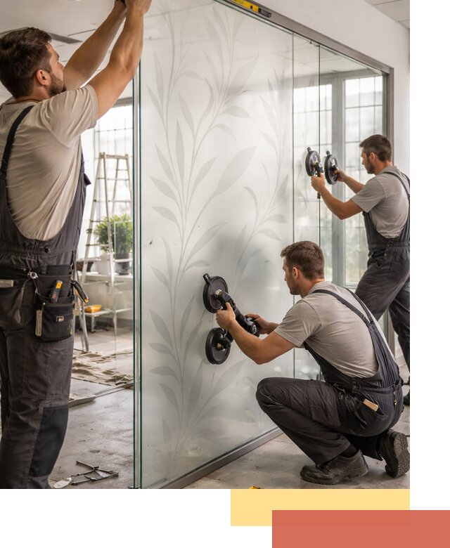 Стеклянные перегородки с рисунком на заказ в Костомукше