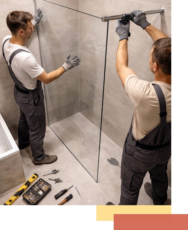 Стеклянные перегородки для душа в Костомукше — изготовление и монтаж