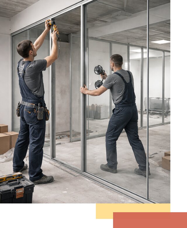 Алюминиевые перегородки со стеклом в Костомукше — изготовление и монтаж