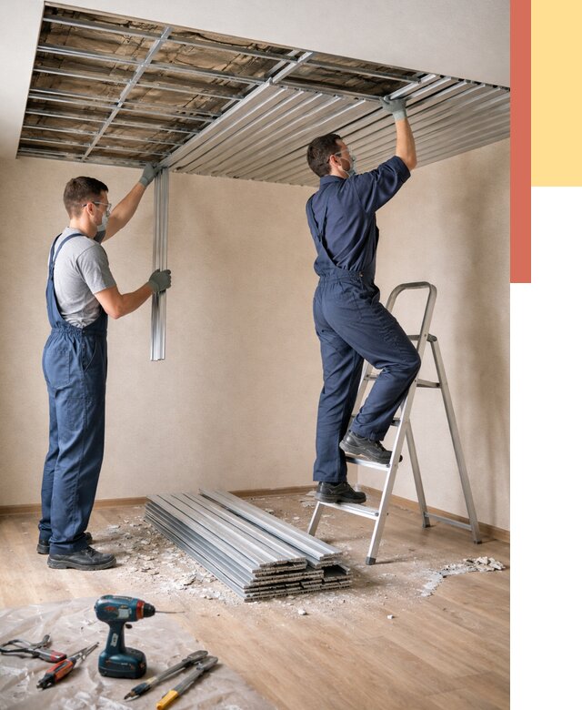 Демонтаж реечного потолка в Костомукше от 4591 руб. быстро и недорого | ОТДЕЛОЧНИК-Ктм