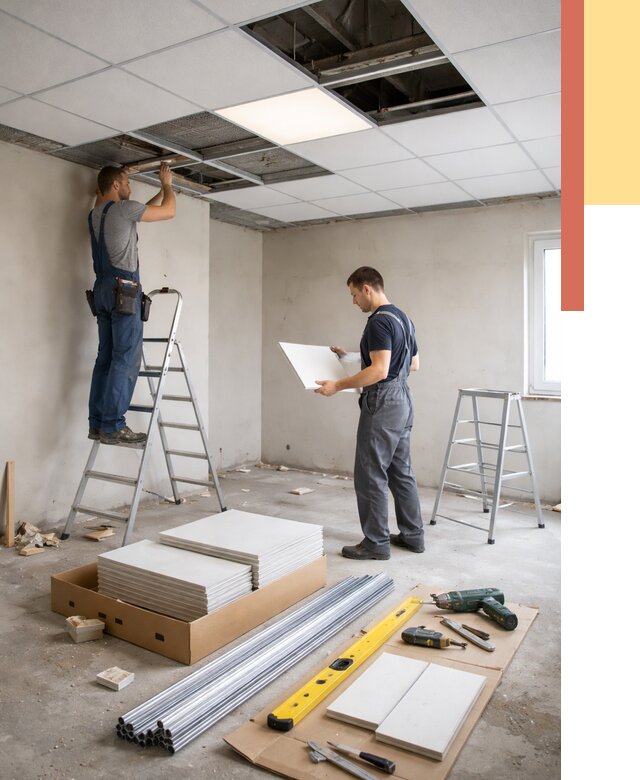 Монтаж потолка армстронг в Костомукше от 4591 руб/м2 — быстрая установка под ключ | ОТДЕЛОЧНИК-Ктм