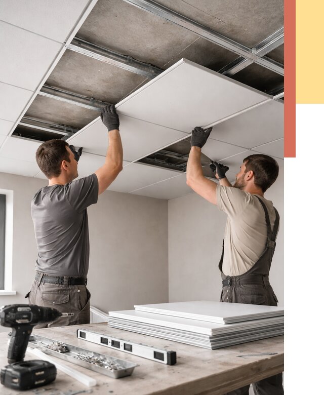 Монтаж кассетного потолка в Костомукше от 4591 руб/м2 — установка и сборка | ОТДЕЛОЧНИК-Ктм