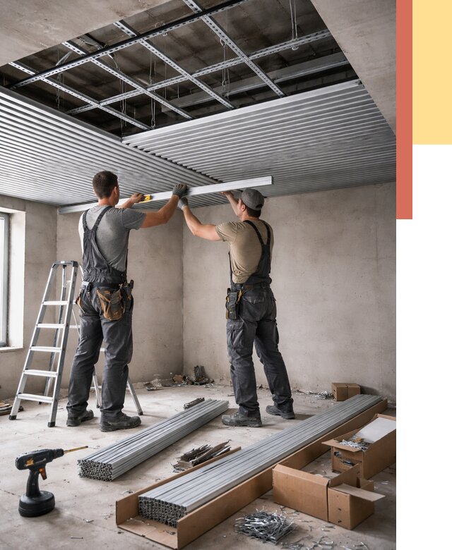 Монтаж реечного потолка в Костомукше от 4591 руб. под ключ | ОТДЕЛОЧНИК-Ктм