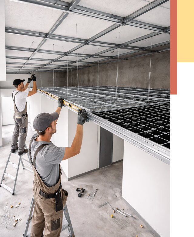 Монтаж потолка грильято в Костомукше от 459 руб./м² — быстрая сборка под ключ | ОТДЕЛОЧНИК-Ктм